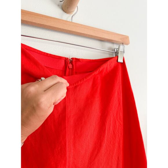 Madewell | NWT Linen Maxi Slip Skirt in Bright Flame Red | Sz 0 - Picture 5 of 11